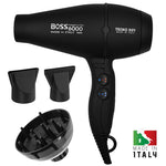 TECNO DRY BOSS 6000 BLACK ULTRA IONIC LINE Επαγγελματικό Πιστολάκι Μαλλιών Με 2 Στόμια & Φυσούνα 2500 W