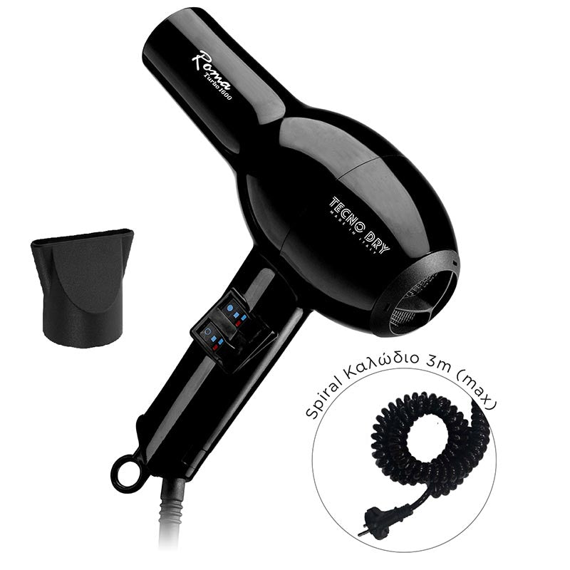 TECNO DRY ROMA TURBO Επαγγελματικό Πιστολάκι 2000W με σπιράλ καλώδιο