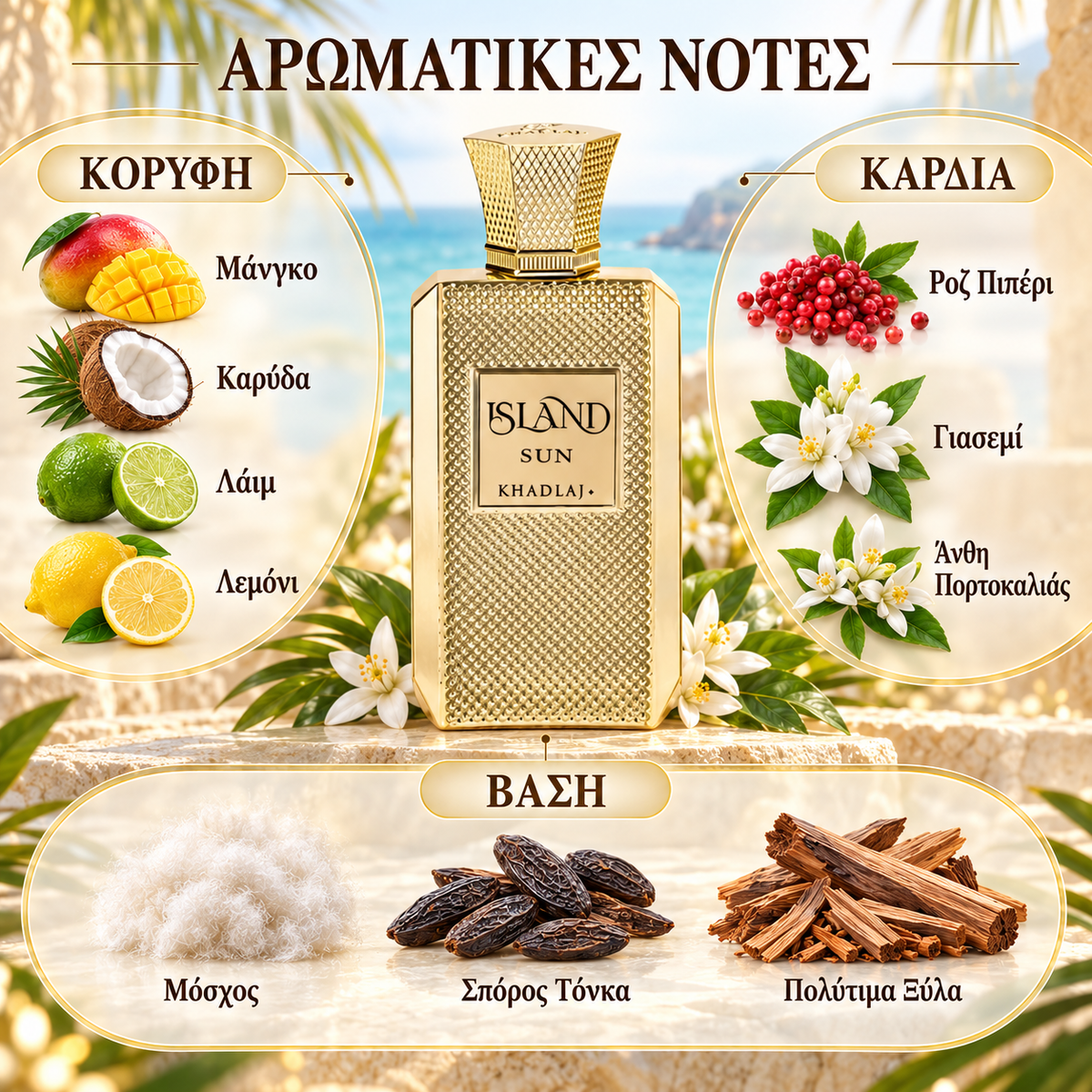 Khadlaj Island Sun Extrait de Parfum 100ml - Unisex Tropical Fragrance