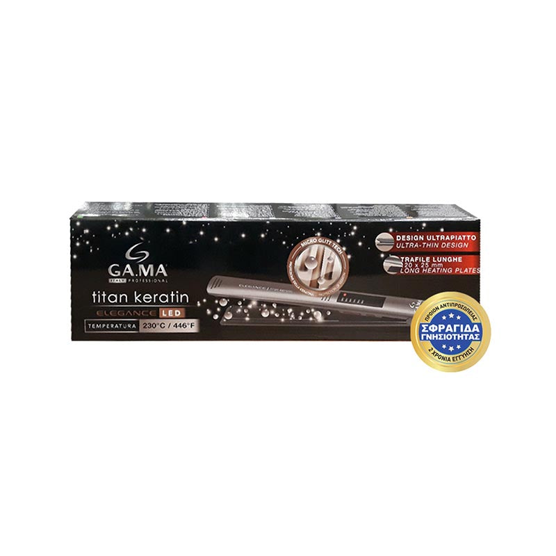 GAMA ELEGANCE LED TITAN KERATIN Πρέσα Μαλλιών με Πλάκες από Επίστρωση Micro Glitt 230˚C