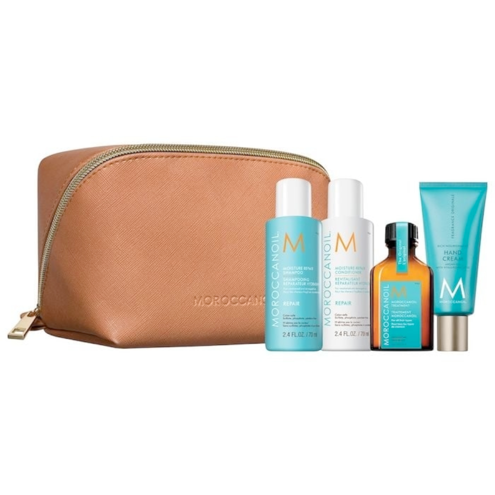 Moroccanoil Repair Travel Set (Shampoo 70ml, Conditioner 70ml, Hand Cream 40ml, Oil Treatment 25ml)