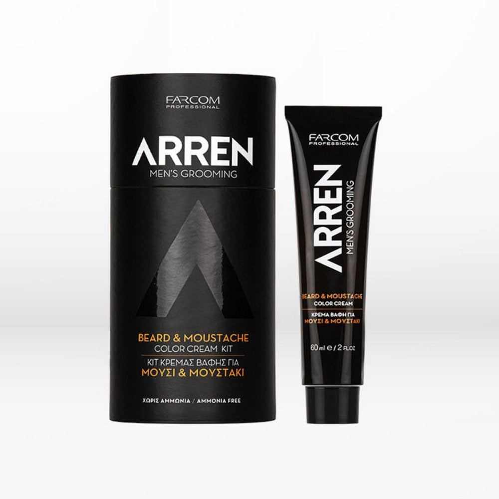Farcom Βαφή Περιποίησης για Γένια και Μουστάκι Arren Men's Grooming Beard & Moustache Color Cream Kit Black 60ml