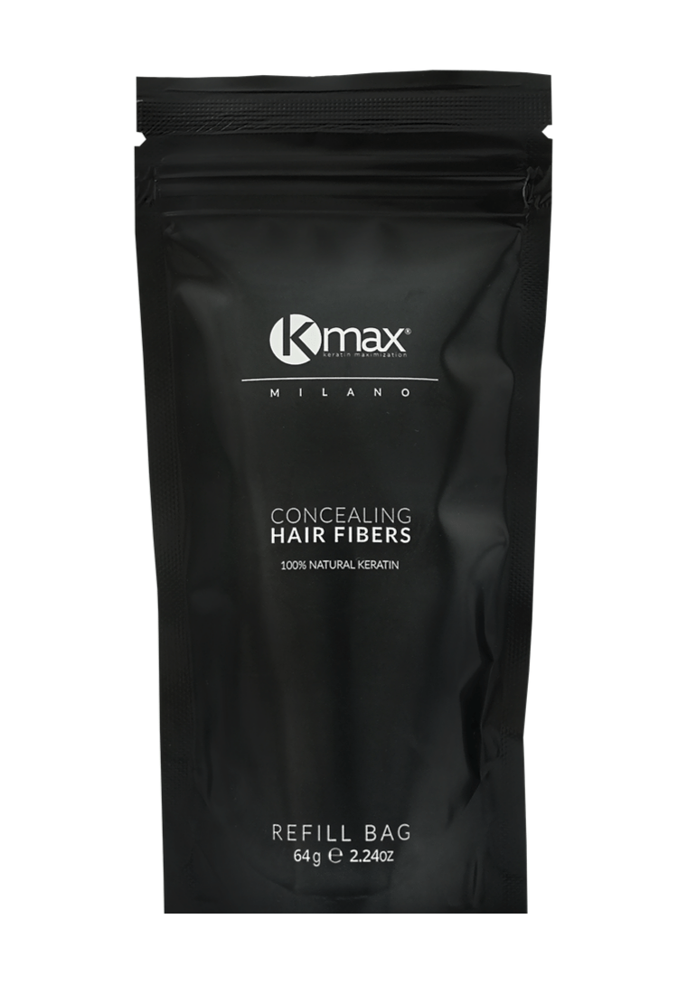 Kmax Milano Refill Χρώματος για Κάλυψη Αραίωσης Μαλλιών με Κερατίνη Concealing Hair Fibers Black Edition Μαύρο 64gr